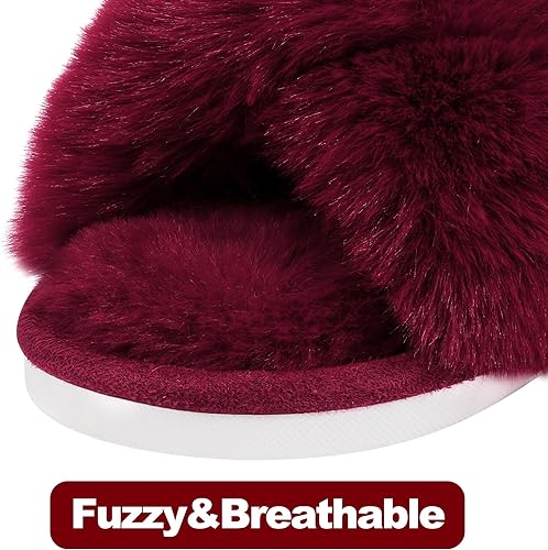 Women's Fuzzy Slippers, House Slippers, Open Toe Slippers Women's Fuzzy Slippers, House Slippers, Open Toe Slippers